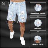 BERMUDA JEANS MASCULINA RASGADA CURTA