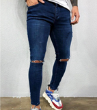 Calca Jeans skinny destroyed Azul Escuro