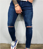Calca Jeans skinny destroyed Azul Escuro