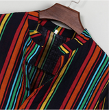 Camisa Masculina Gola Padre Listrada Vintage